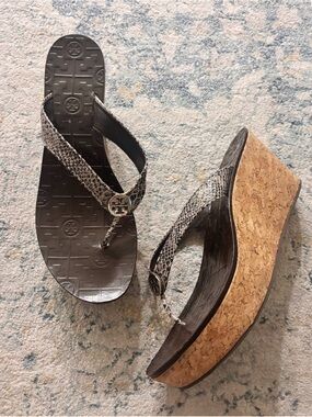 Tory Burch Thora Snakeprint Sandal Wedges